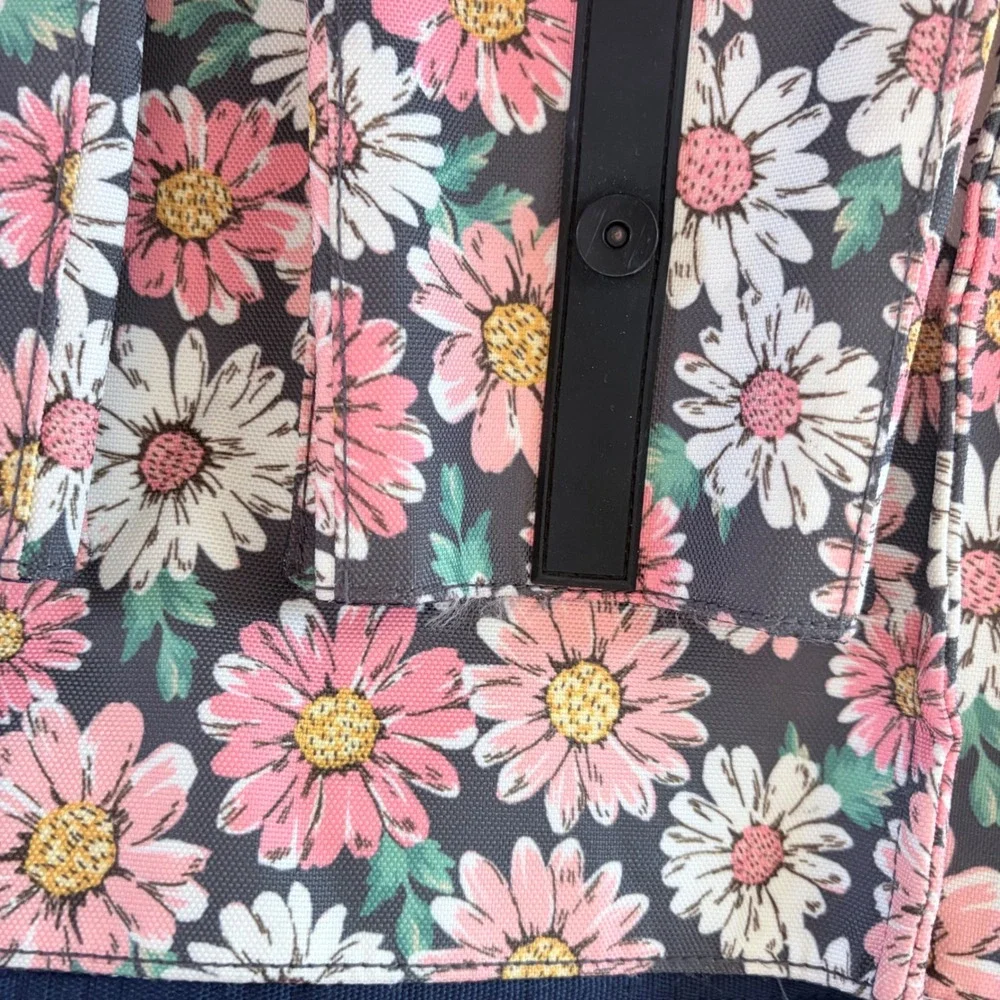 Tula Kids Backpack Pink White Daisy Floral Canvas School Bag